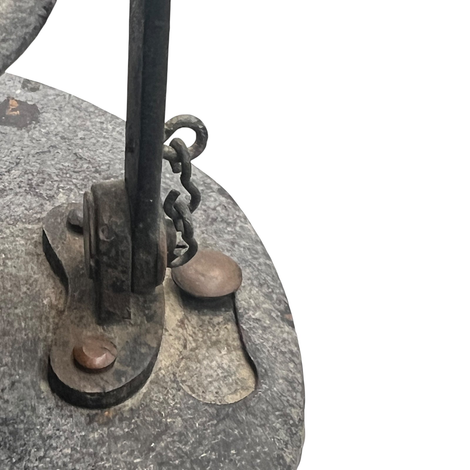 Close up of black lamp on a white background