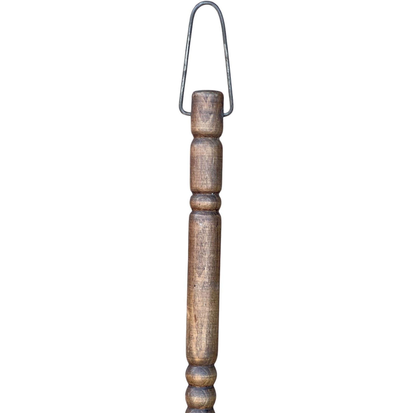 wooden handle of copper ladle