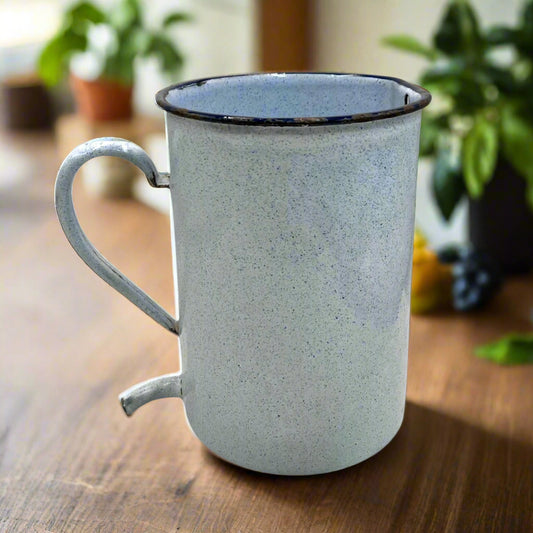 Vintage French white and blue irrigator great as a plant pot for sale from All Things French Store