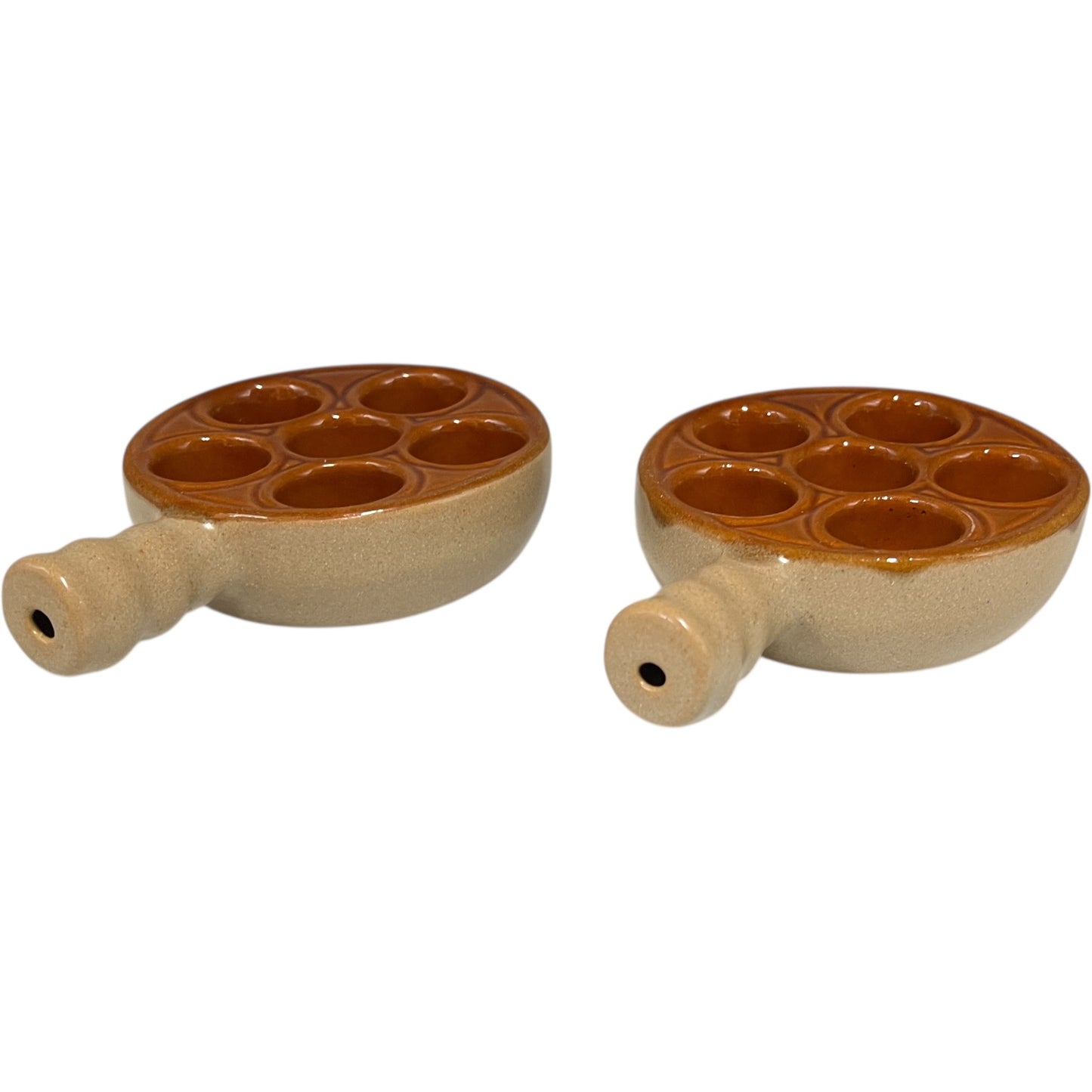 Pair of French Vintage Escargots Snail Plates, Stuffed Mushroom Dish made by Emile Henry for sale