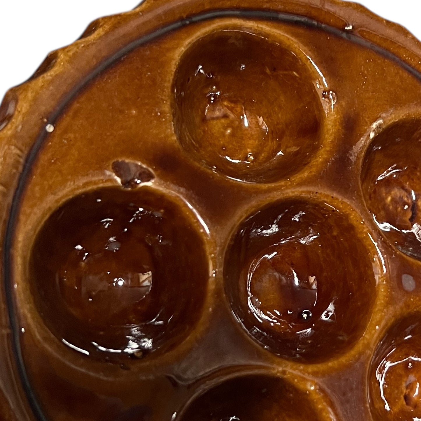 6 hole brown ceramic escargot plate