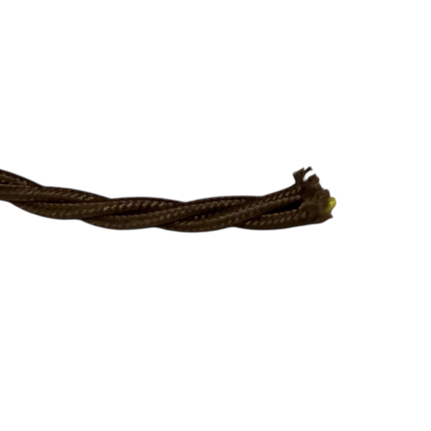 Brown braided cord on a white background