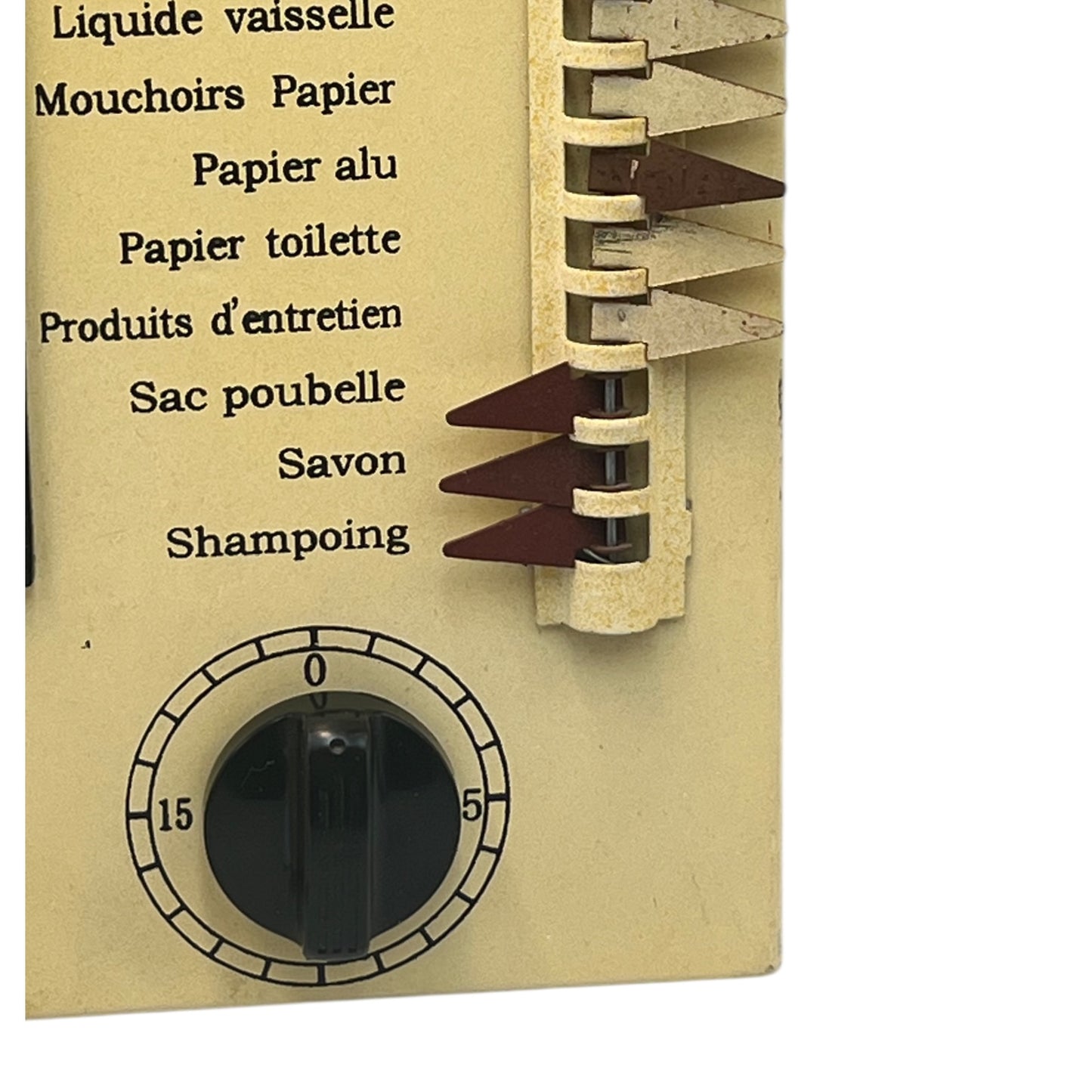 corner of shopping list board