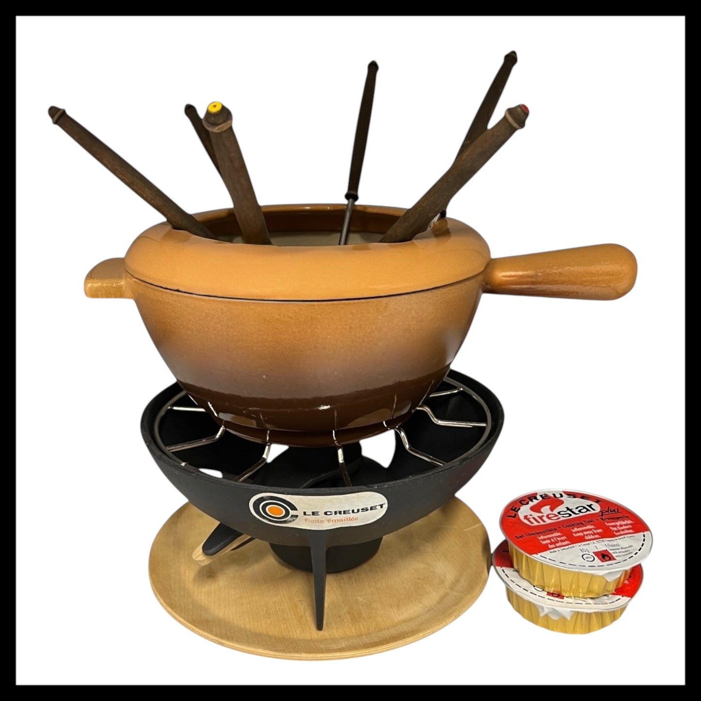 Le Creuset Fondue Pan, Cast Iron Saucepan, Enamel Coated, Brown Le Creuset (B15)