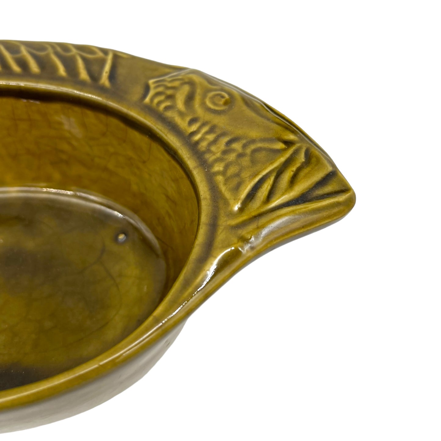 image French green ceramic fish shaped dish