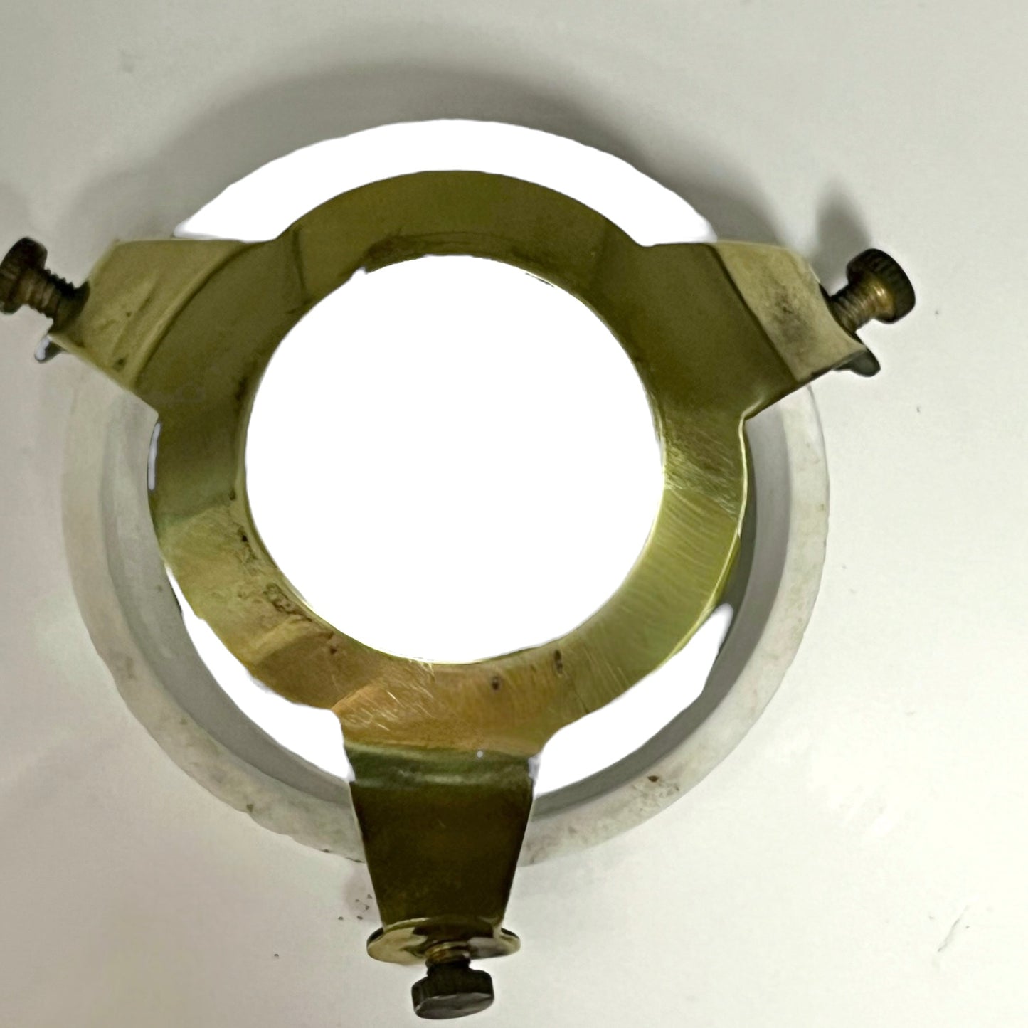 vintage brass gallery on glass lampshade