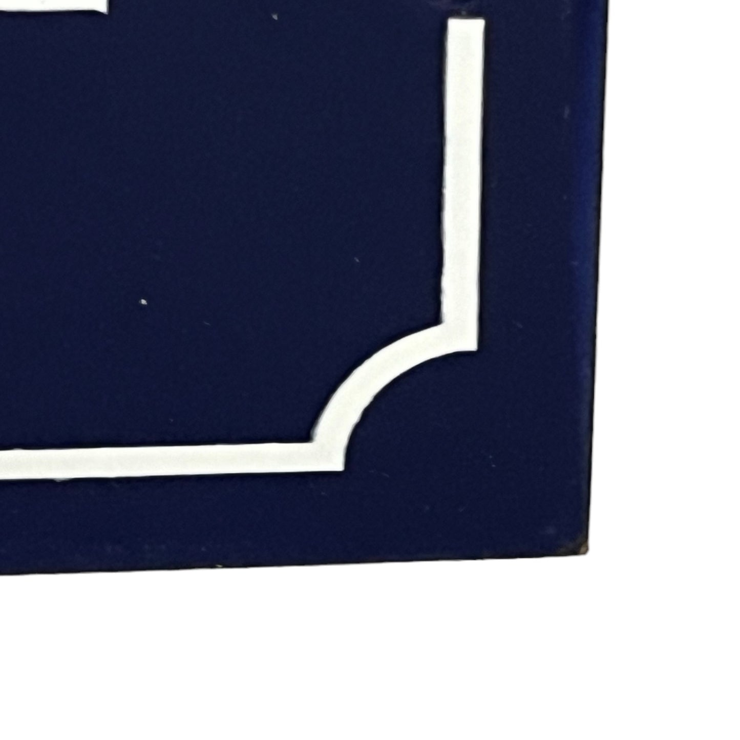 French enamelled blue and white metal front door number 4