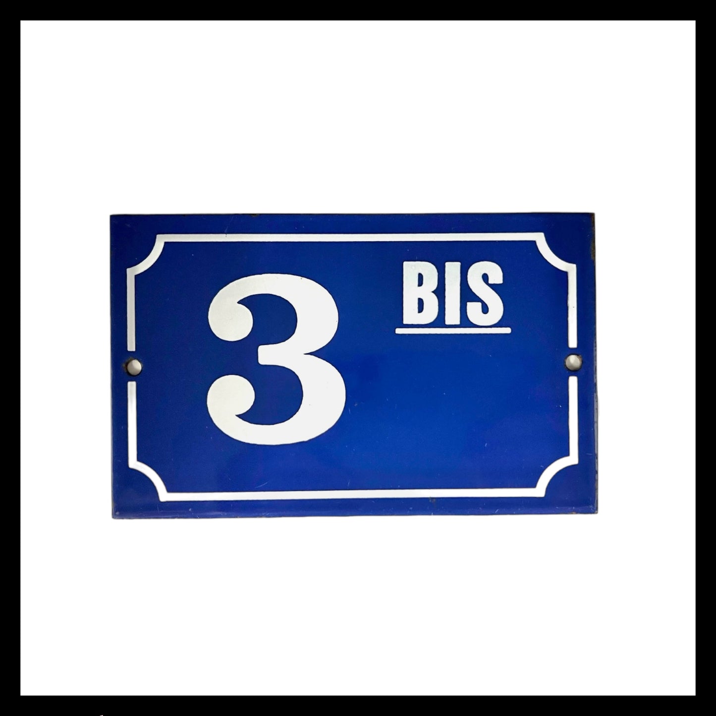 Genuine French blue and white enamel door number 3 for sale from All Things French Store