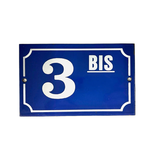 Genuine French blue and white enamel door number 3 for sale from All Things French Store