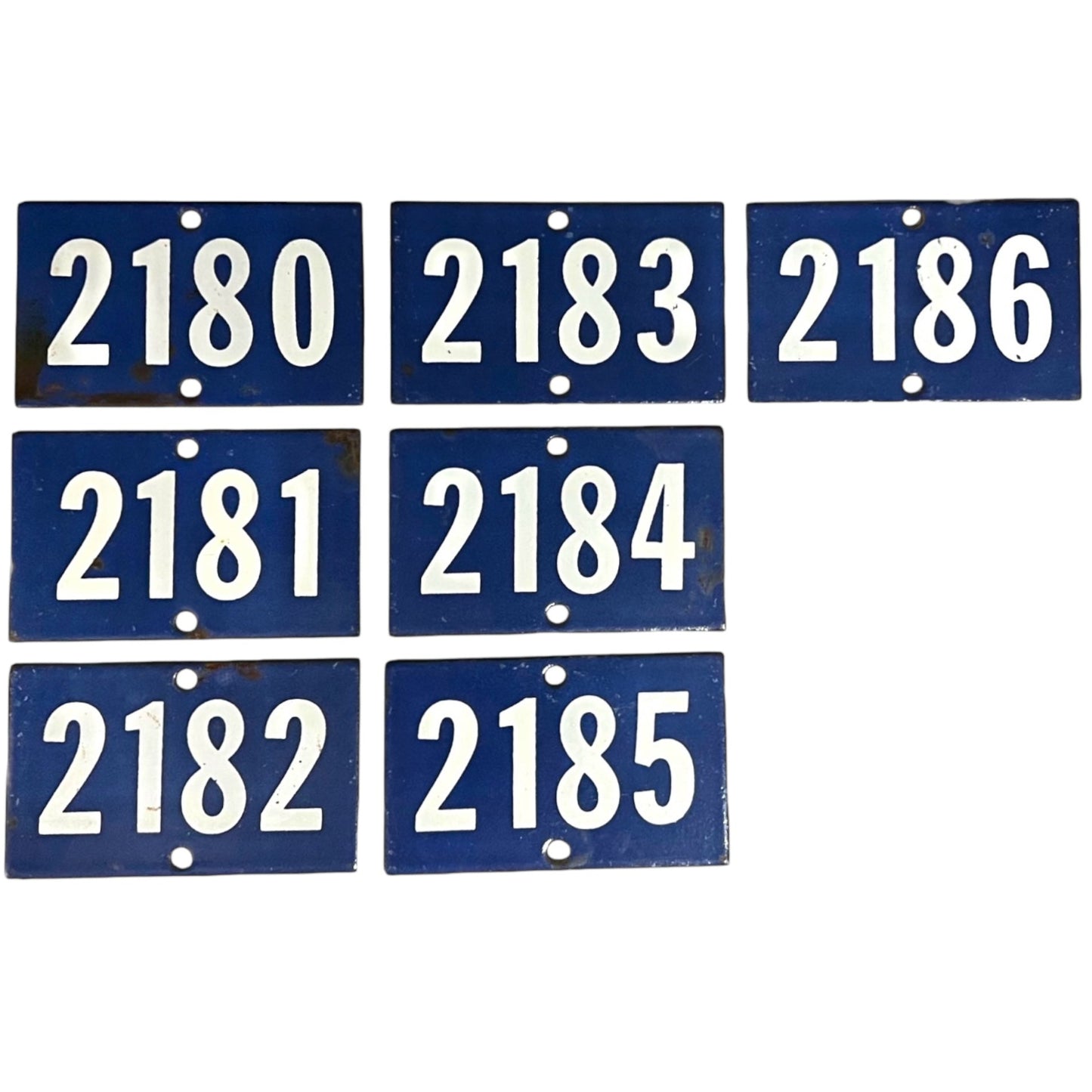 French enamel blue and white door numbers 2180 - 2185