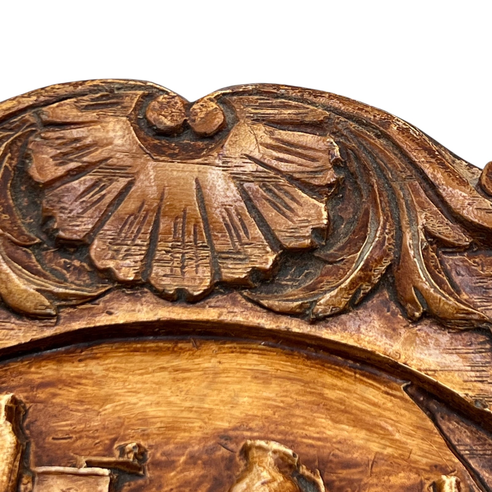 Close up of wooden plaque