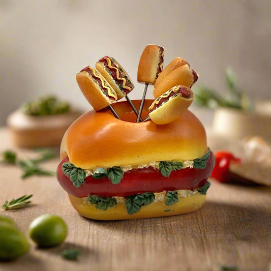 6 Set Metal Hot Dog Reusable Cocktail Sticks Picks - ideal for a BBQ or Cheese Buffet Table for sale from All Things French Store