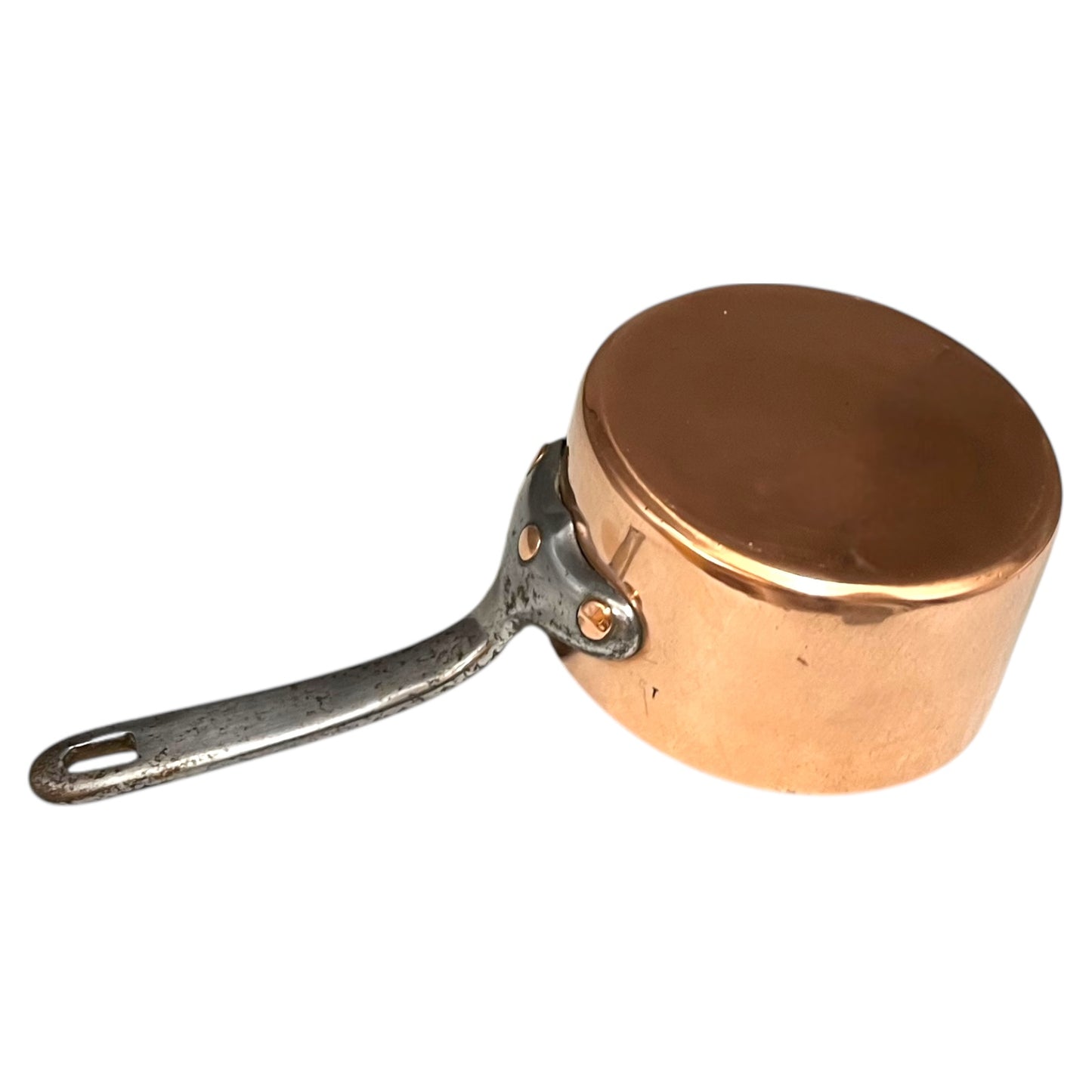 Small French Copper Pan, 12cm Vintage Pot ideal as a side dish pot with tin lining for sale