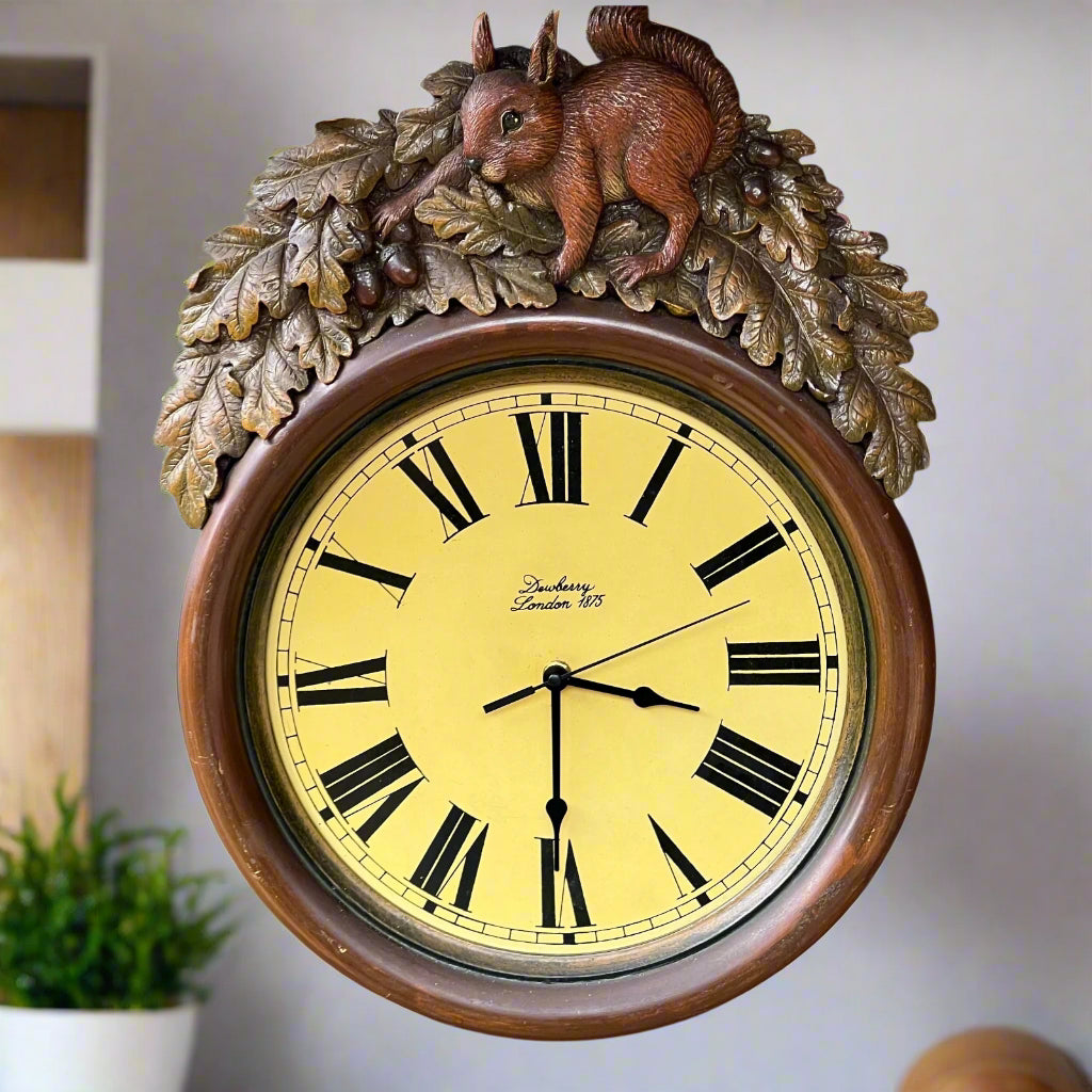 Vintage 3D Sign with Dewberry Clock, Wooden made by Country Corner with a squirrel decoration ideal for a Home Bar for sale from All Things French Store