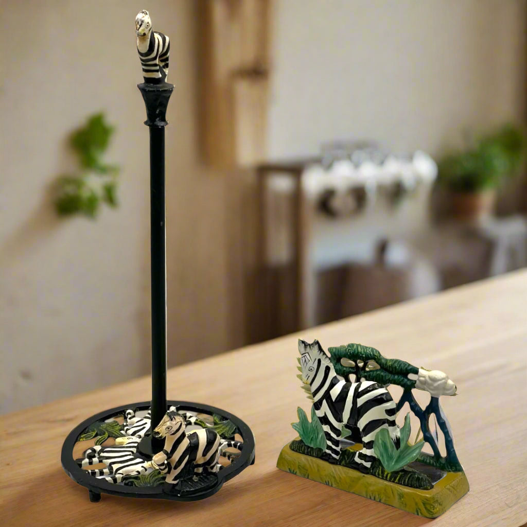 Cast Iron Zebra Kitchen Roll Holder & Serviette Holder, Country Kitchen for sale from All Things French Store