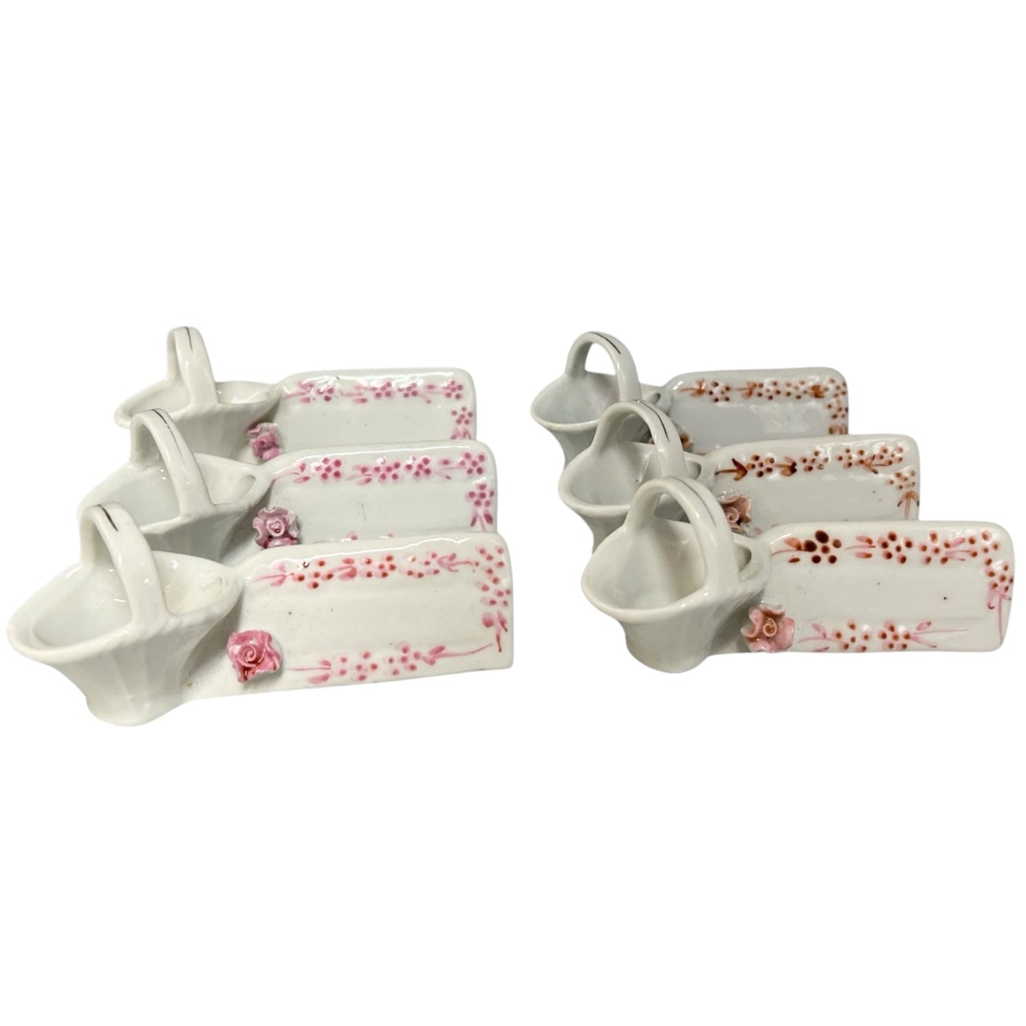 6 French Knife Rests, Chopstick Rests, Porcelain Wedding Place Settings, white with pink flower decoration