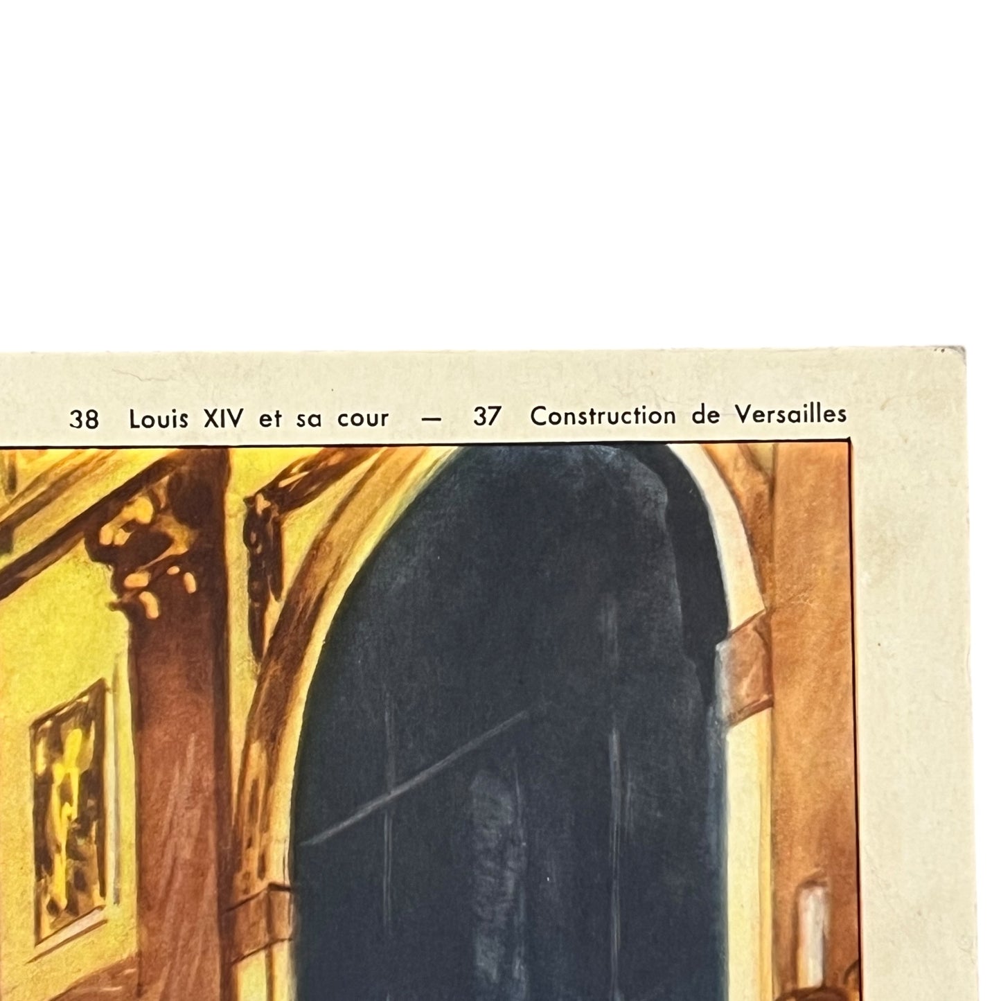 Vintage French Double Sided 1950s School Poster, Versailles Palace & Louis XIV Court (P10)