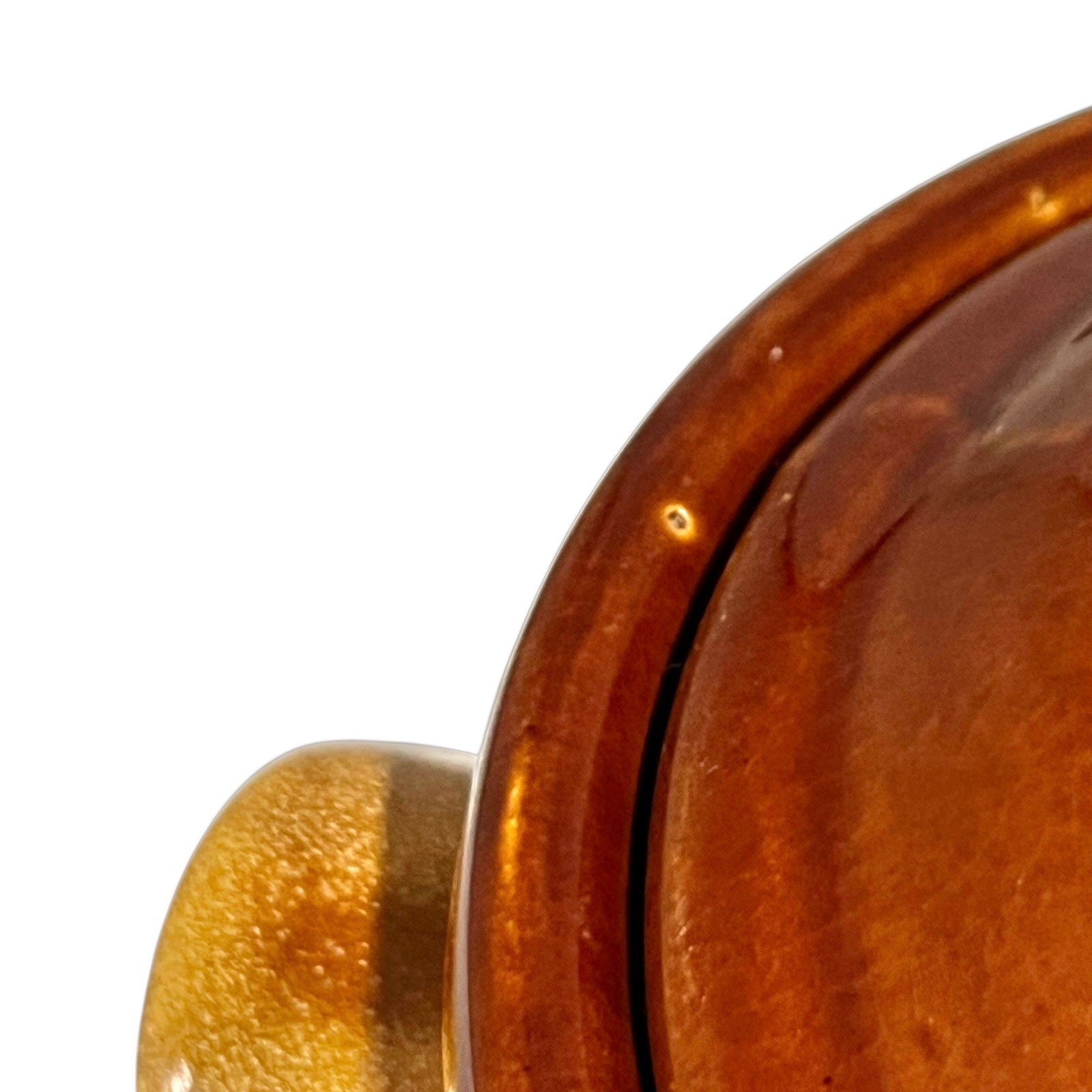Close-up of a ceramic soup tureen text on a white background