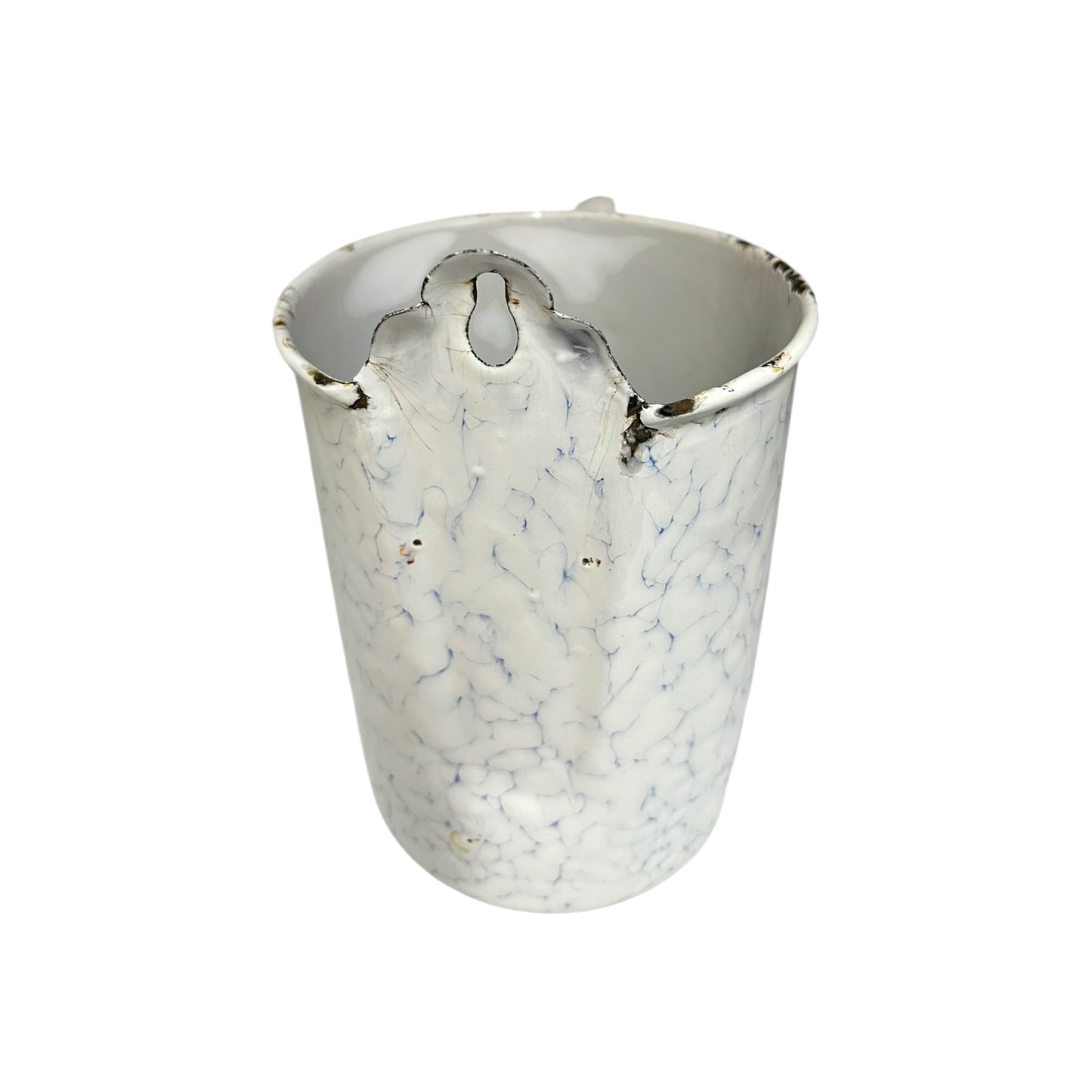 close up of a vintage garden planter on a white background