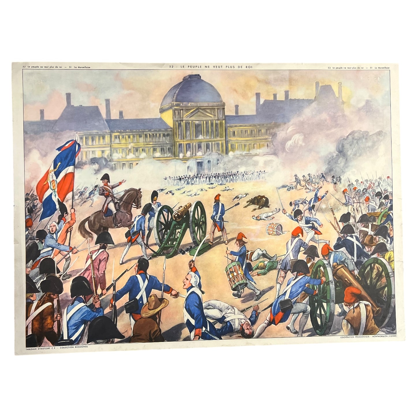 Vintage French Double Sided 1950s School Poster, La Marseillaise (P14)