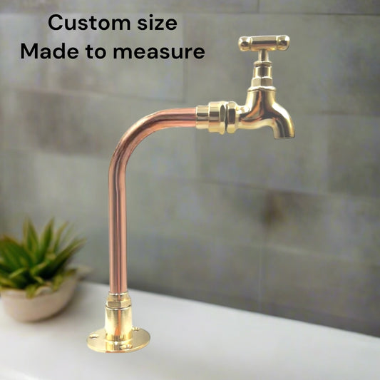 Brass and Copper Tap, Bathroom, Camper or Cloakroom Tap, Made to Measure