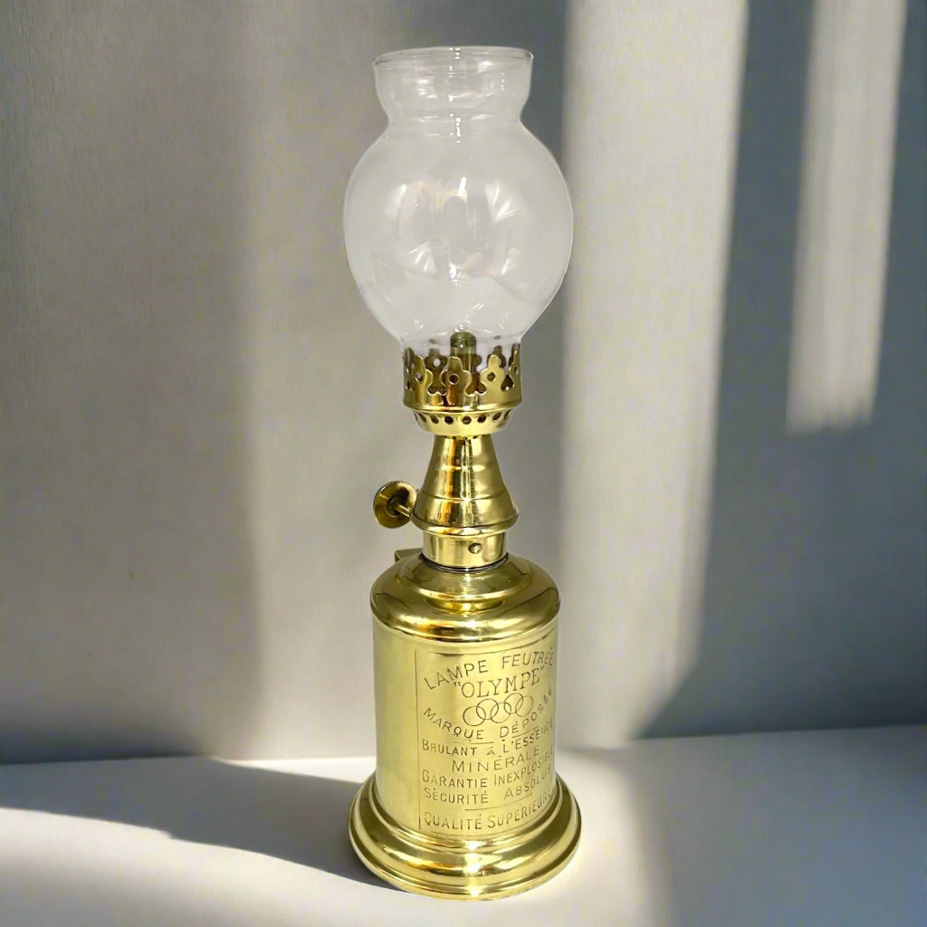 French Vintage Brass Pigeon Lamp, Wine Cellar Oil Lamp, Full Working Order