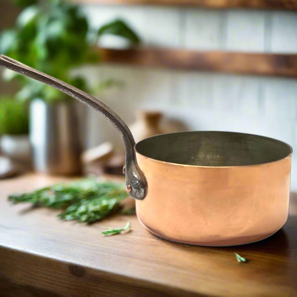 Small French Copper Pan, 12cm Vintage Copper Pot ideal as a side dish pot for sale by All Things French Store