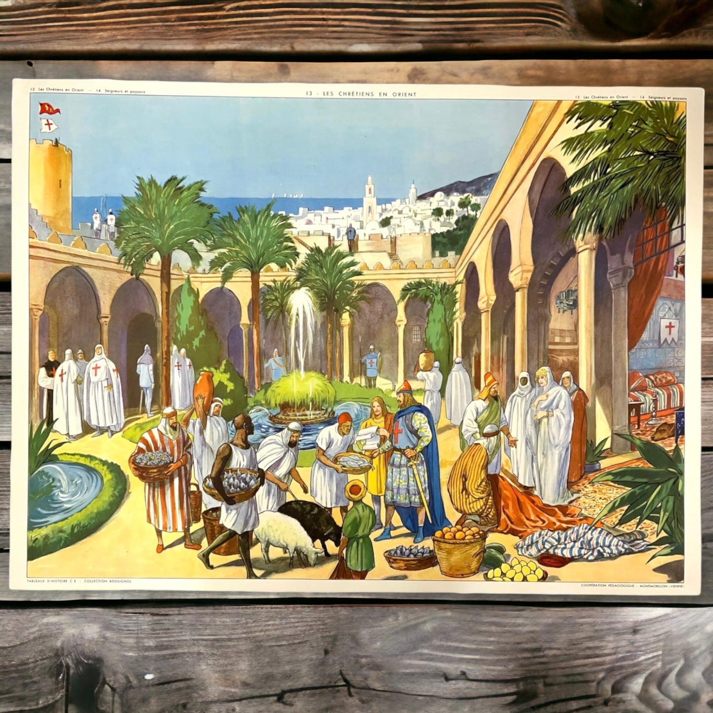 image 2 French large vintage school poster double sided 1950s