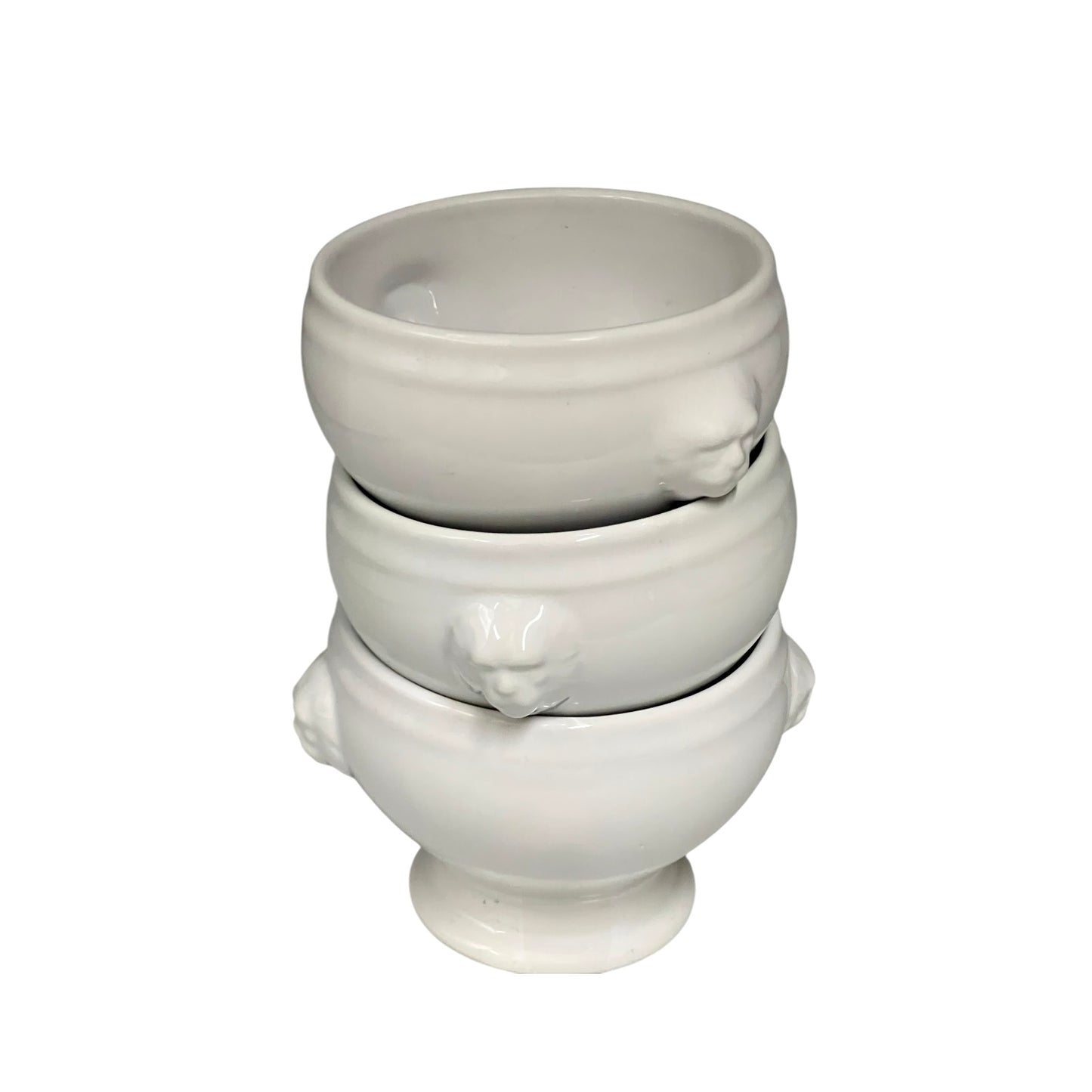 Lions Head Handle Bowls, 3 x Traditional French Onion Soup Bowls (A54)