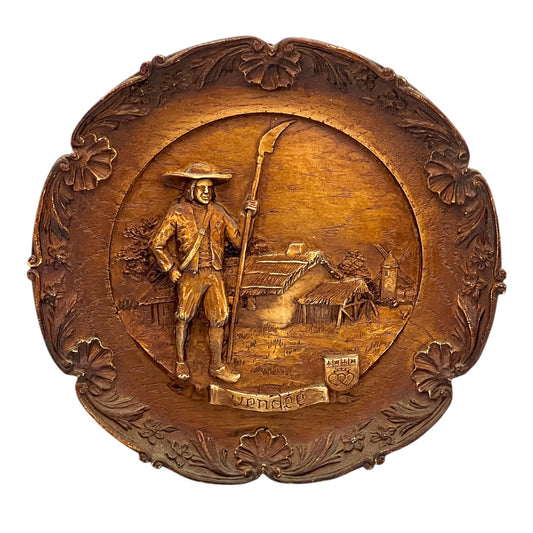Vintage Wooden French Wall Plaque Decorative Carved 3D Art Rural Scene for sale from All Things French Store