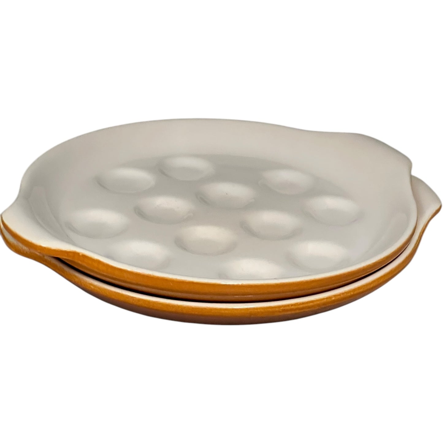 Pair of French Rustic Ceramic Escargot Dishes