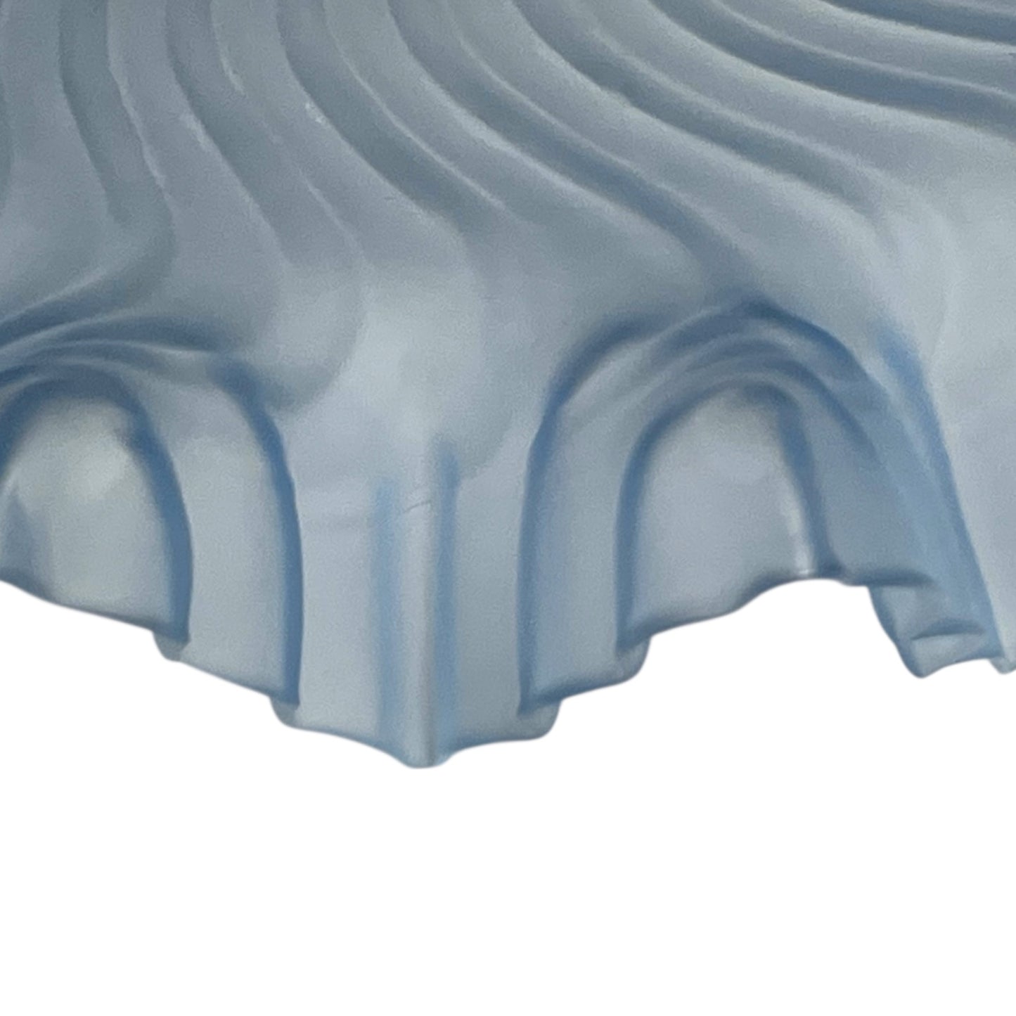 Close-up of a blue textured glass lampshade