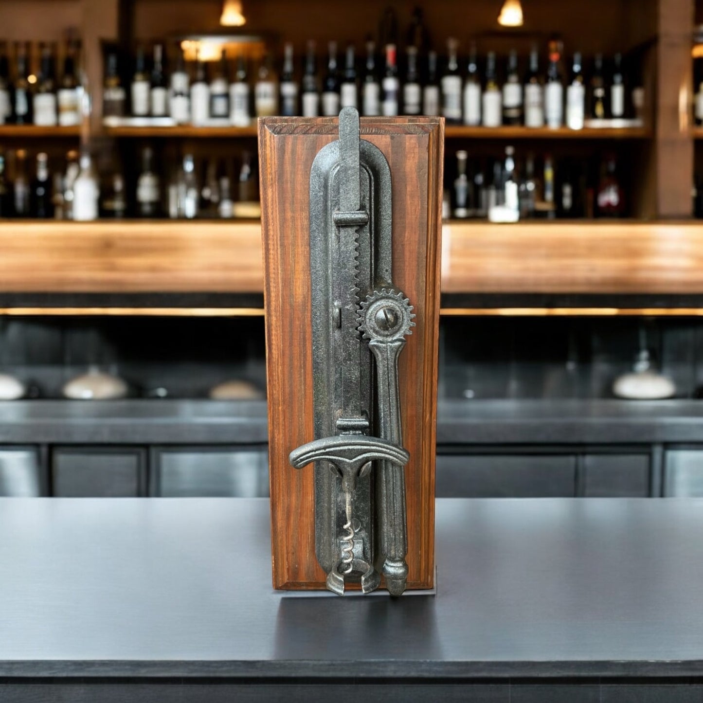 French Wall Mounted Bottle Opener, Vintage Style Hand Pull Corkscrew (A73)