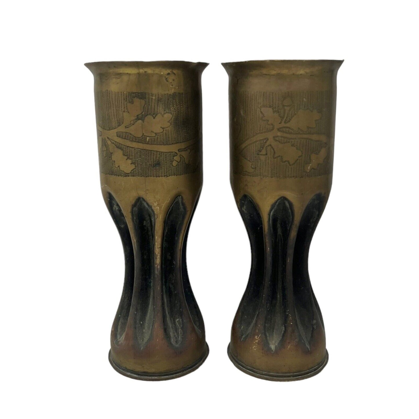 Pair of French brass trench art vases sold by All Things French Store