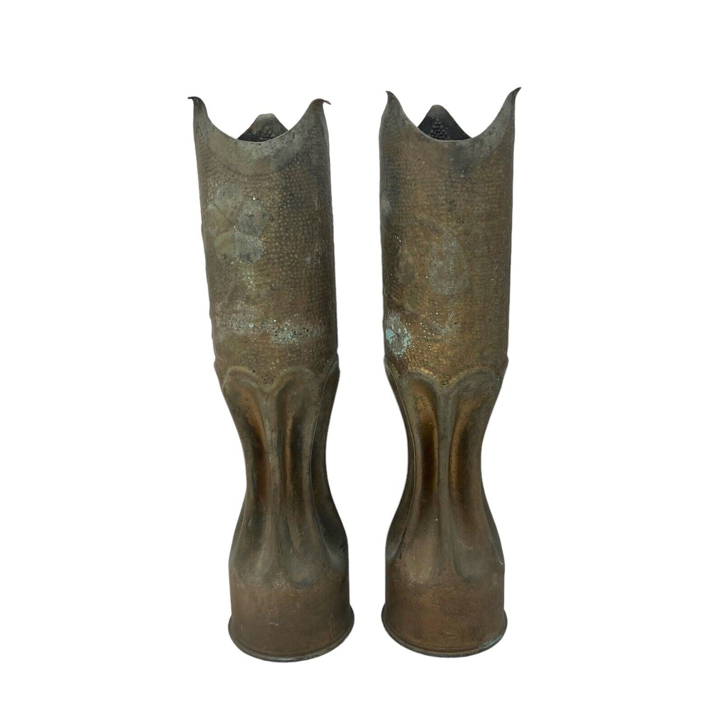 pair of brass WW1 trench art vases sold by All Things French Store