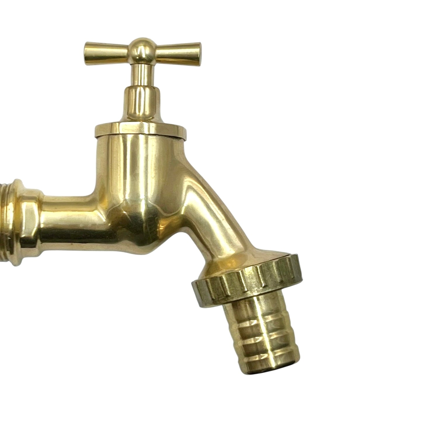 Brass faucet on a white background