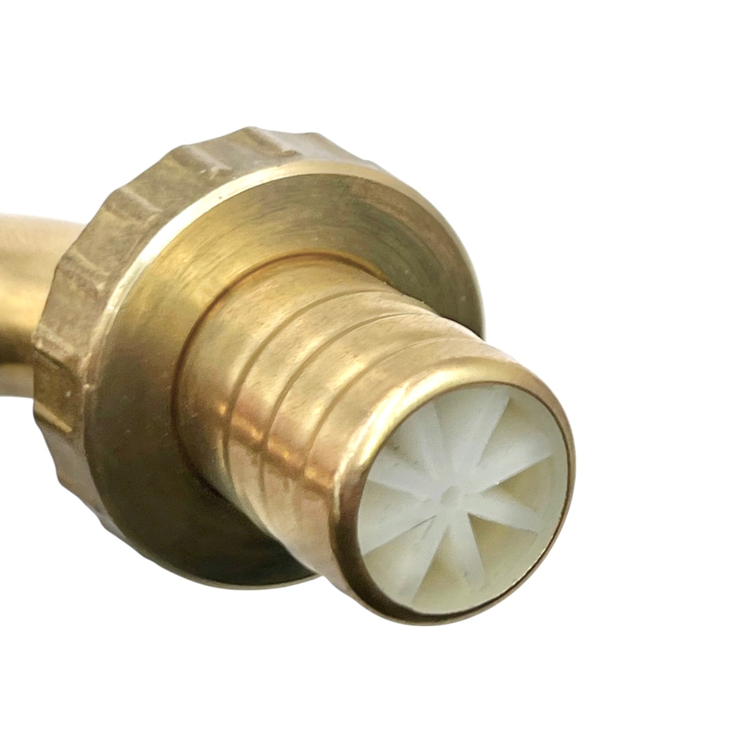 Brass spray nozzle on a white background