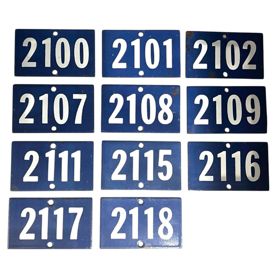 French enamel blue house numbers 2100 - 2118
