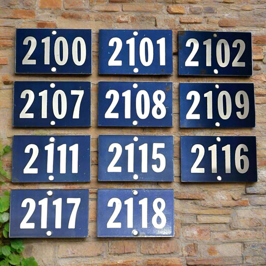 Enamel vintage door numbers 2100 - 2118