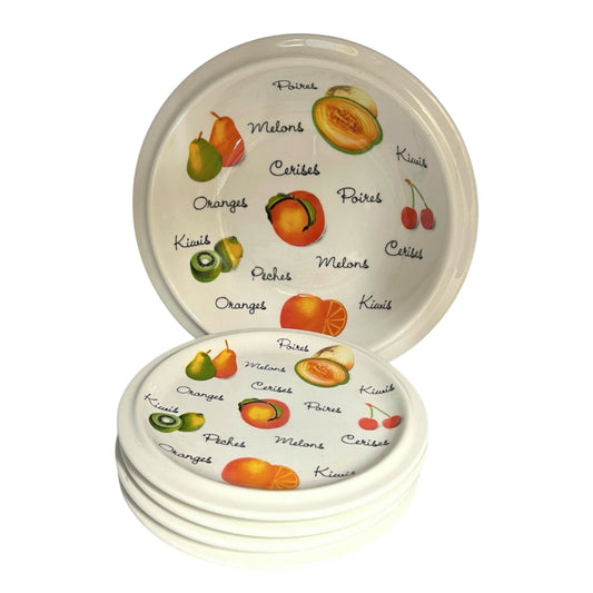 French Fruit Serving Plates Set & Large Matching Bowl, Fruit Salad Plates