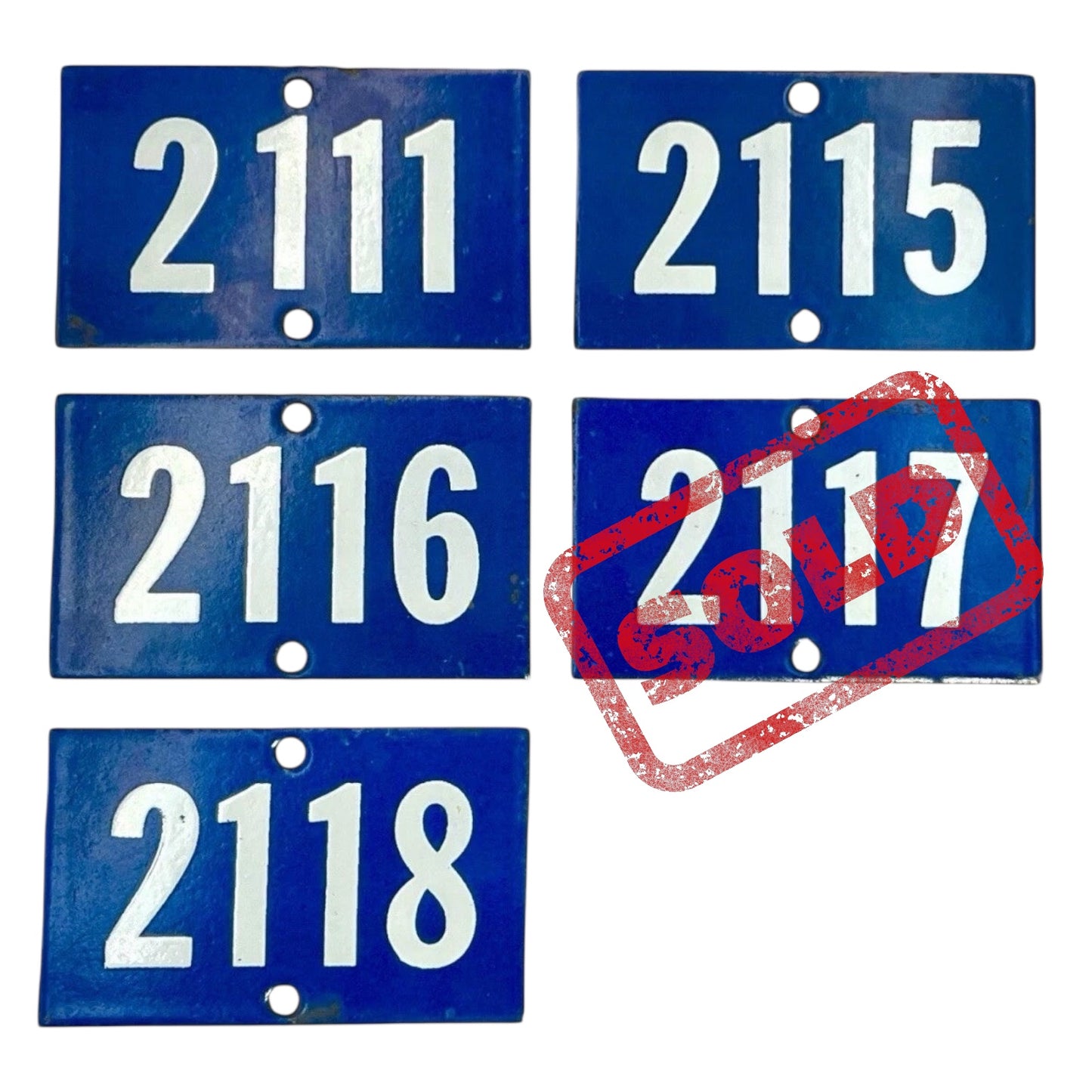 Vintage French Enamel Door Numbers, Garden Gatepost Numbers, Houses 2100 - 2119