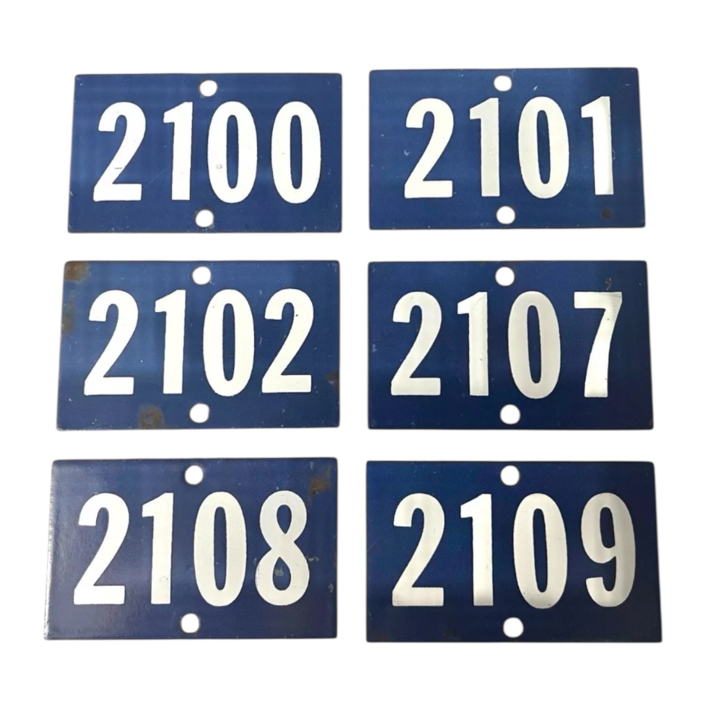 Vintage French Enamel Door Numbers, Garden Gatepost Numbers, Houses 2100 - 2119