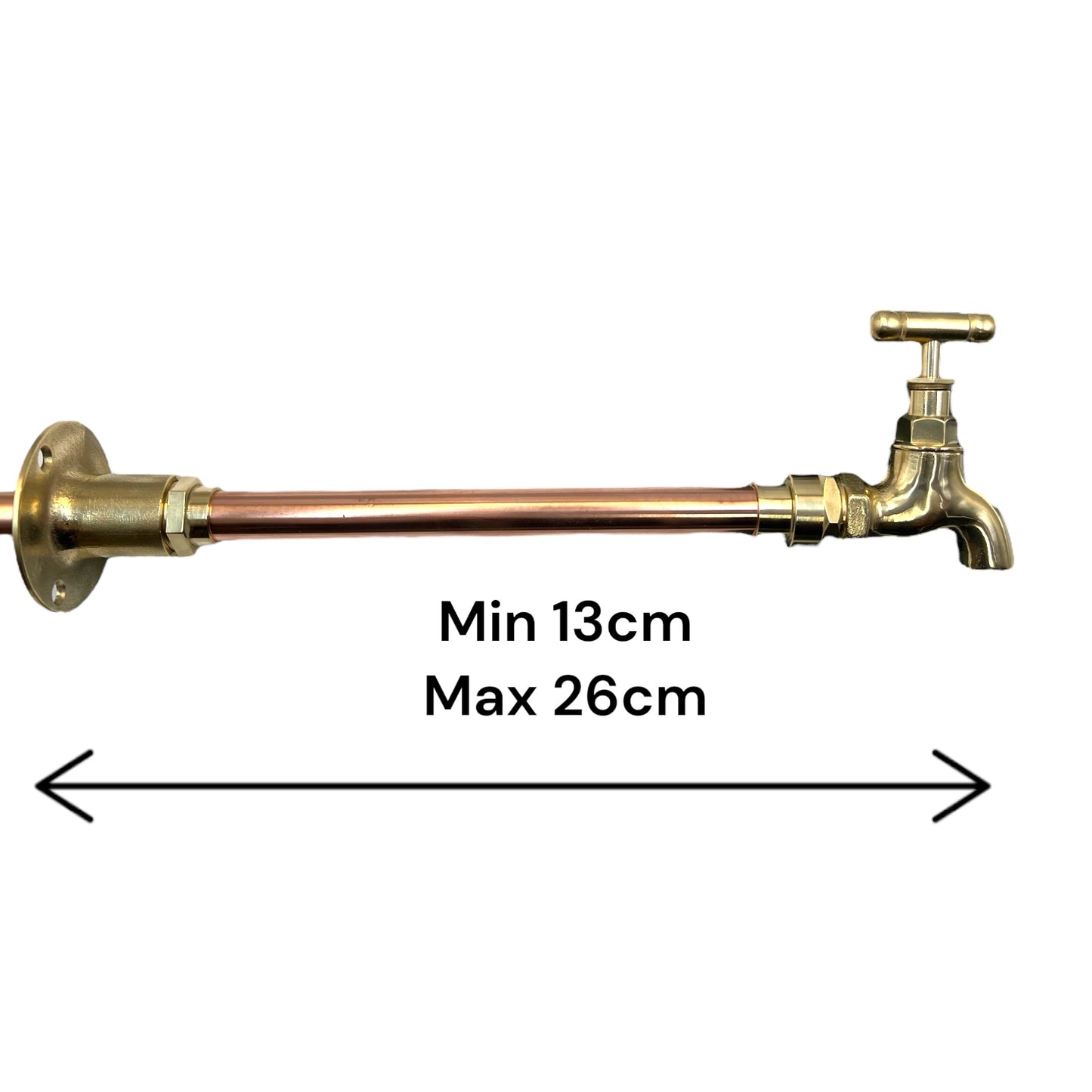 Vintage Style Wall Mounted Tap, Brass and Copper, Custom Size