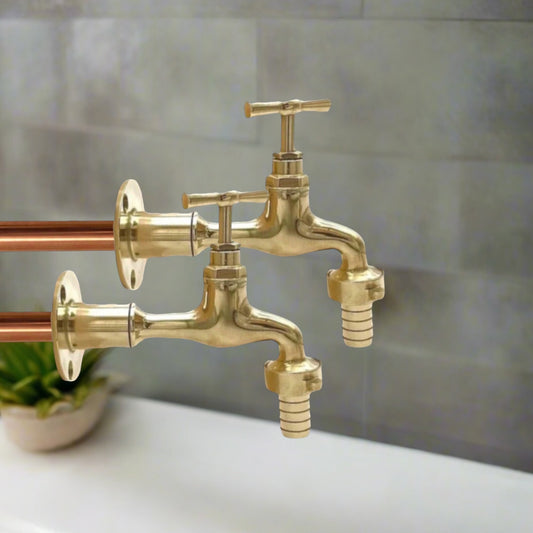 copper and brass wall taps