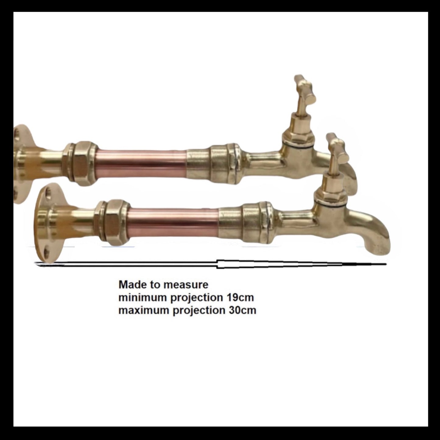 Bespoke Custom Size Vintage Style Copper and Brass Wall Mounted Kitchen Taps (T50)
