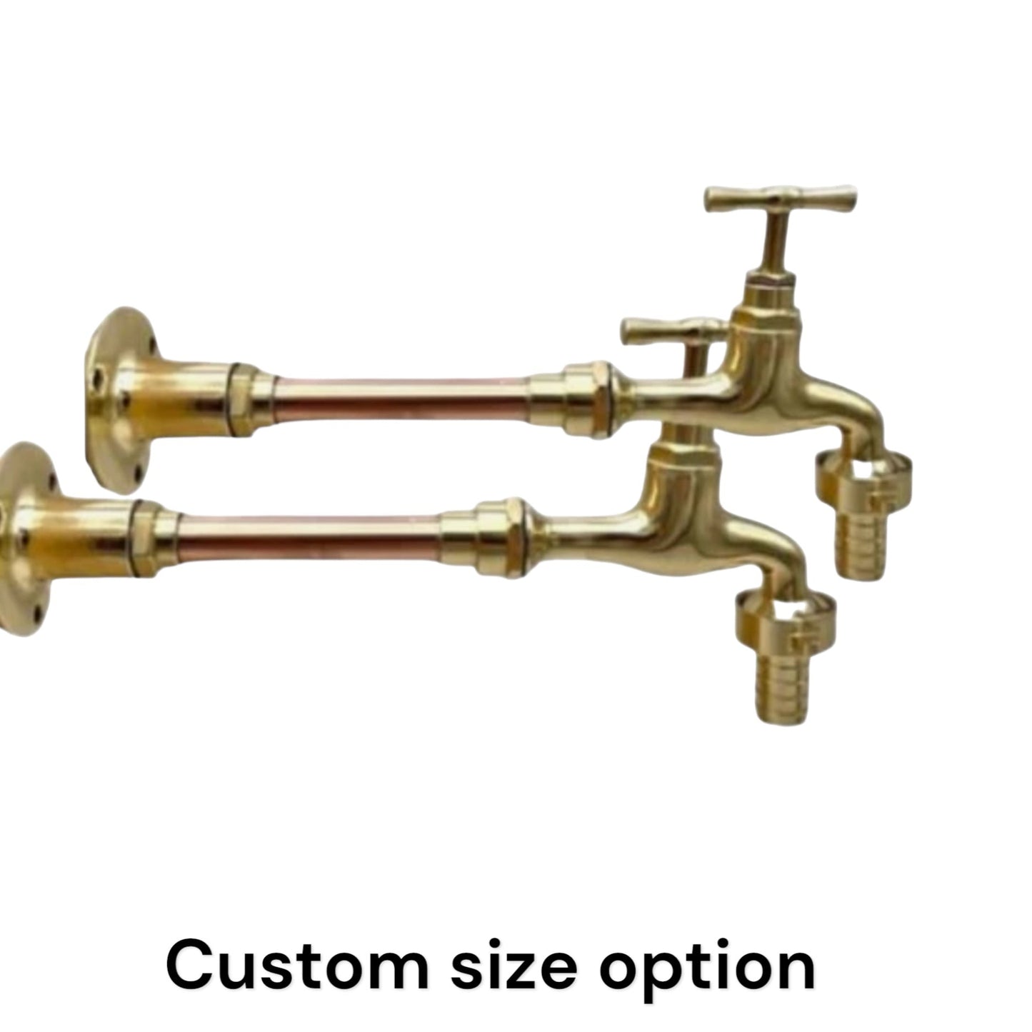 Pair of copper and brass wall mounted taps  custom size made to measure for sale from All Things French Store