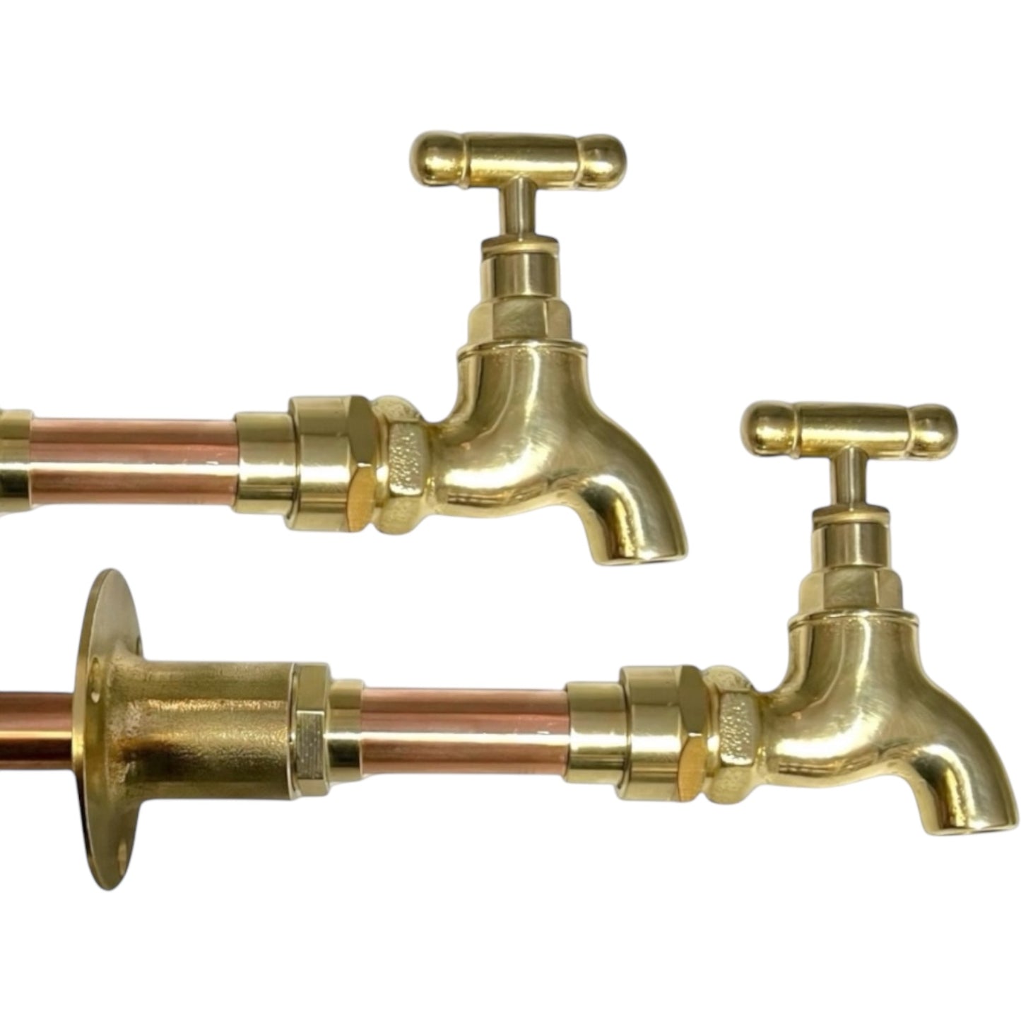 Vintage Style Copper and Brass Taps, Wall Mounted for Kitchen, Bathroom, Camper (T22)