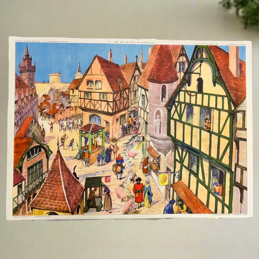 French vintage double sided school poster teaching aid sold by All Things French Store