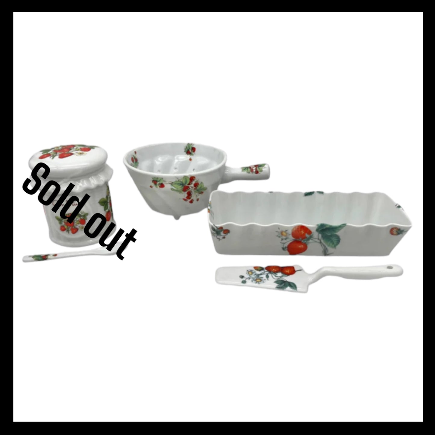 French Porcelain Strawberry Jam Set, Terrine Mould, Colander (A90)