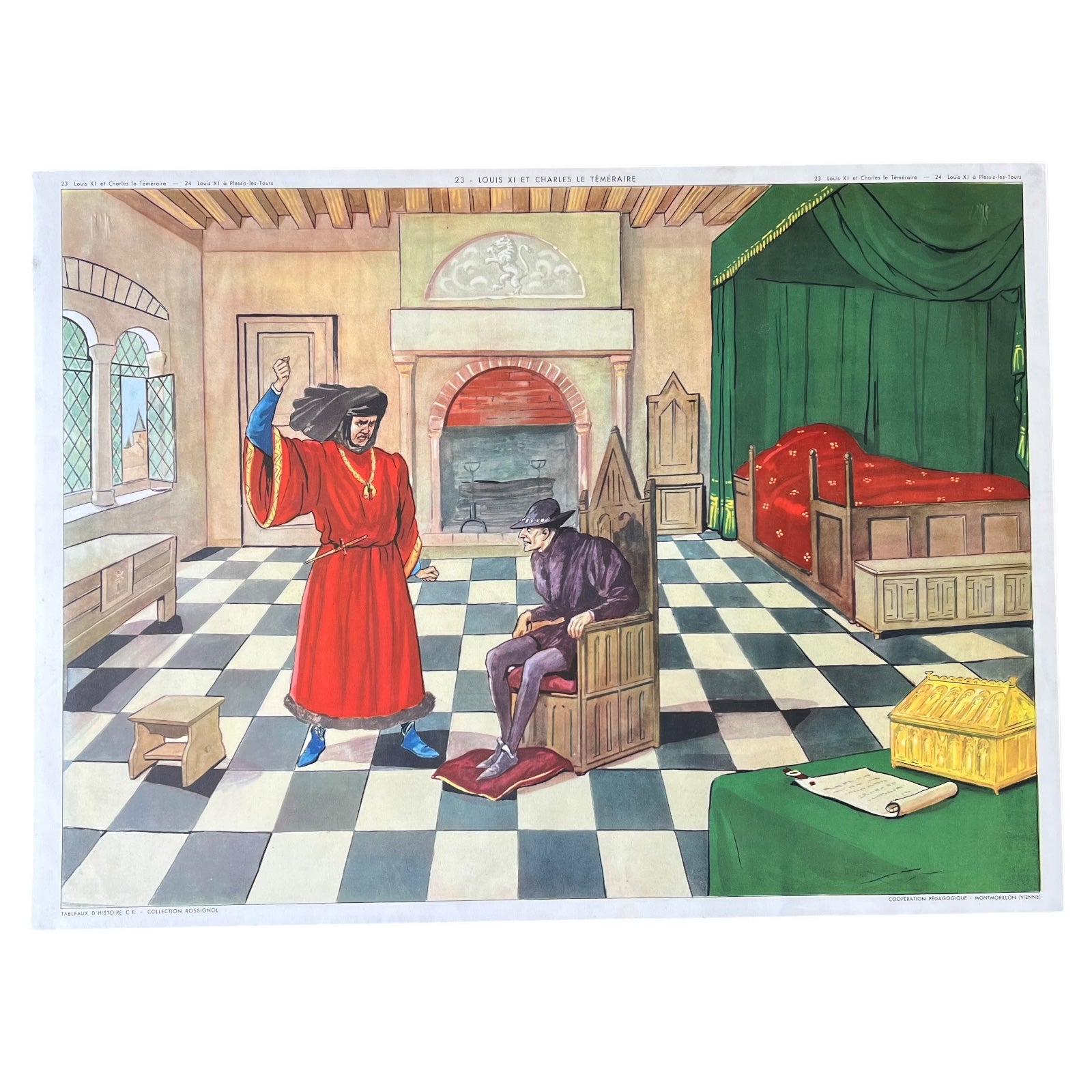 French vintage school history double sided poster for sale from All Things French Store